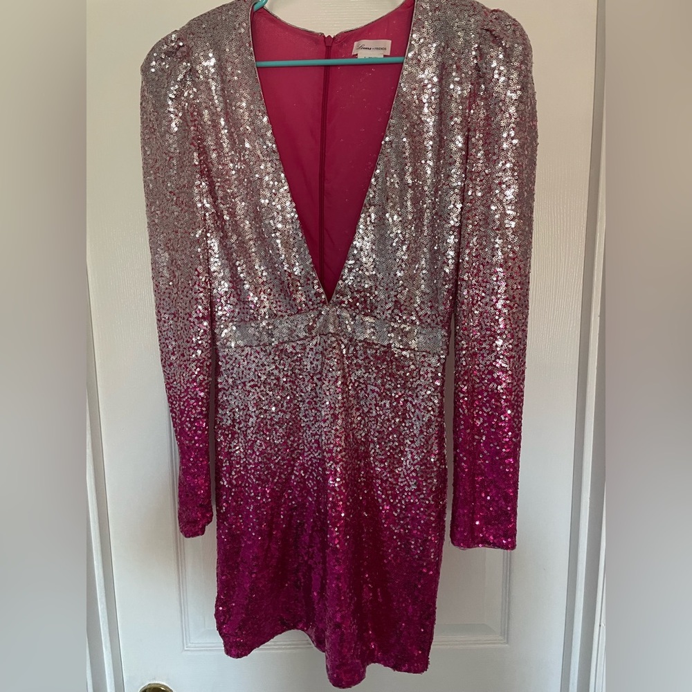Lovers and Friends pink sequin mini dress - Picture 1 of 3